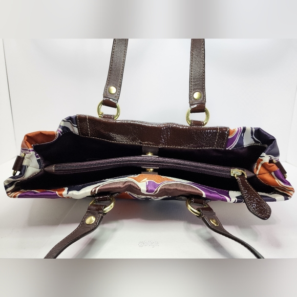 Coach Ashley Satin And Leather Satchel *Cream/Multi* EUC - Picture 8 of 16